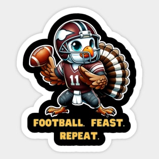 Funny Turkey Football Thanksgiving Feast Dinner Sticker